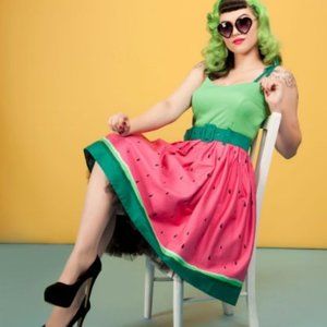 Collectif Mainline Watermelon Jade Swing Dress NWT XL US12